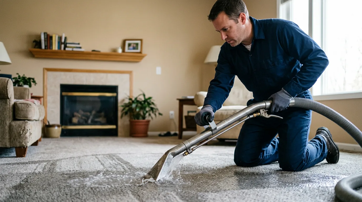 Water damage restoration technician working near Hubert, NC